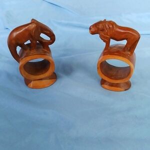 Antique Wood Carving Lion & Elephant